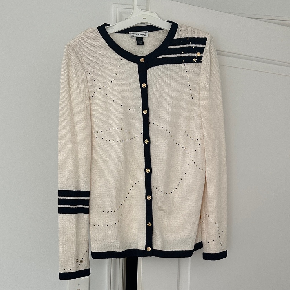 St. John Sport Black and White Cardigan